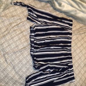 Navy and white striped off the shoulder